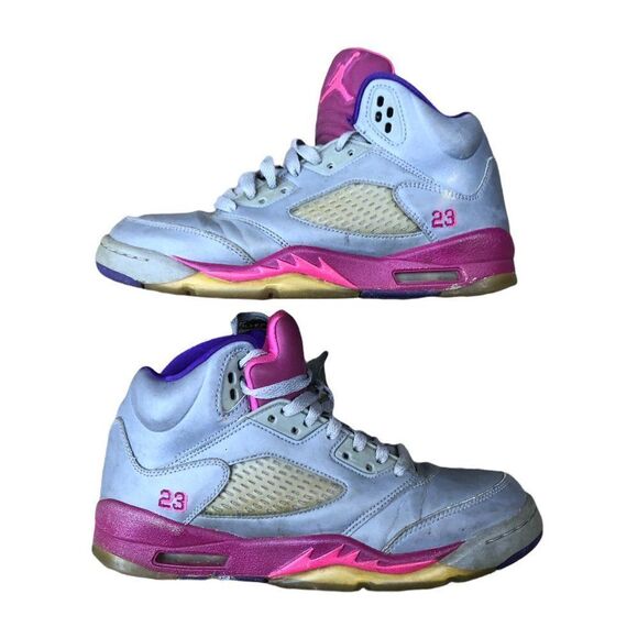 RARE 2013 Air Jordan 5 Retro Cement Grey Pink Size 7 - Picture 1 of 16